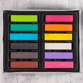 MIJOMA Hair Chalk Set - Temporary Hair Chalk for Children & Adults - Intense Colours for Creative Styling - Easy to Wash Out, Ideal for Carnival, Party, Festival & Cosplay (Multicoloured, Pack of 12)