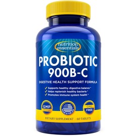 Nutrition Essentials Probióticos para mujeres y hombres – con enzima lactasa y fibra prebiótica para la salud digestiva – 80 por ciento + suplemento más potente para apoyo a la salud intestinal