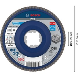Bosch Professional 1x Fächerschleifscheibe X571 Best for Metal X-LOCK (für Metall, Ø 115 mm, P 40, gewinkelte Ausführung, Zubehör Winkelschleifer)