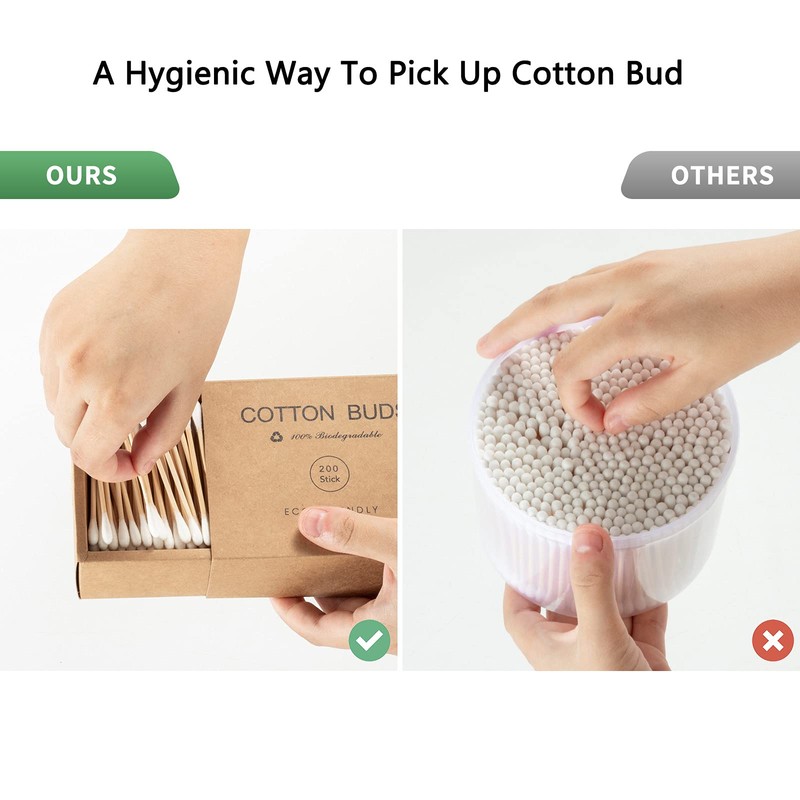 600 Bamboo Cotton Buds Biodegradable Ear Buds Cotton For Cleaning