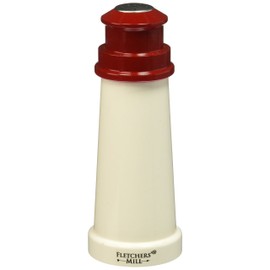 Fletchers' Mill Lighthouse Salt Shaker, White/Red - 6 Inch, Adjustable Coarseness Fine to Coarse, MADE IN U.S.A.