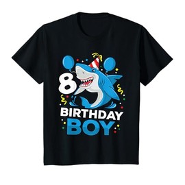 Kids 8th Birthday Boy Shark Ocean Theme Party 8 Years Old For Boy T-Shirt