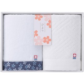 Imabari Towel Gift Set, Bath Towel, Face Towel, Wash Towel, Boxed, Present, Made in Japan, Gift (Hiyori Flower Lights, 2 Face Towels)