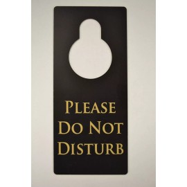 Unbranded Do Not Disturb Door Sign Black with Gold Text