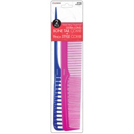 DONNA PREMIUM PEARL COMBO Extra Long Bone Tail, 9" Style COMBS Great for All Hair Type, Hair Styling Comb for Women, Men and Salon