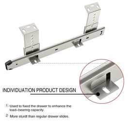 FRMSAET Heavy Duty 12/14/16/18 inches Thickness Steel Construction Ball Bearing Keyboard Slides Keyboard Drawer Slides Tray Accessories Cabinet Furniture Hardware Rails (16 inches, Silver)