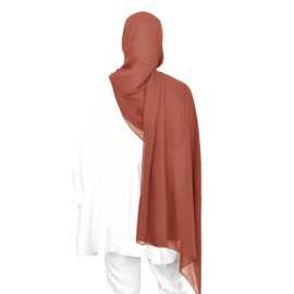 Premium Chiffon Hijab Head Scarf Shawl Wrap for Muslim Women Lightweight (Rust)
