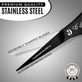 Professional Hairdresser Scissors 6.5" Inch Black Hair Cutting Shears Japanese Stainless Steel Salon Barber Scissors (Black- B-6)