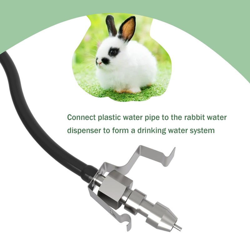 15pcs Stainless Steel Rabbit Watering Nipples Metal with Cage Rodent