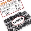 Taiss 140PCS 12 Sizes 6-22mm Black Spring Band Hose Clamp