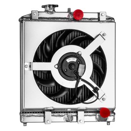 Cubauto 3 Row Aluminum Radiator For 1988-2000 Honda 1992-2000 Civic/1993-1997 Civic del Sol/88-1991 CRX/1994-2001 Acura Integra 1.8L 1.6L 1.5L L4 Gas Radiator with Shroud Fan