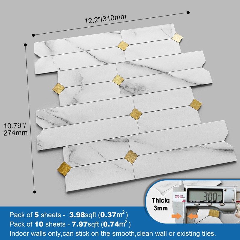 M MOFIT Stone Kitchen Backsplash Peel and Stick Tile Stickers