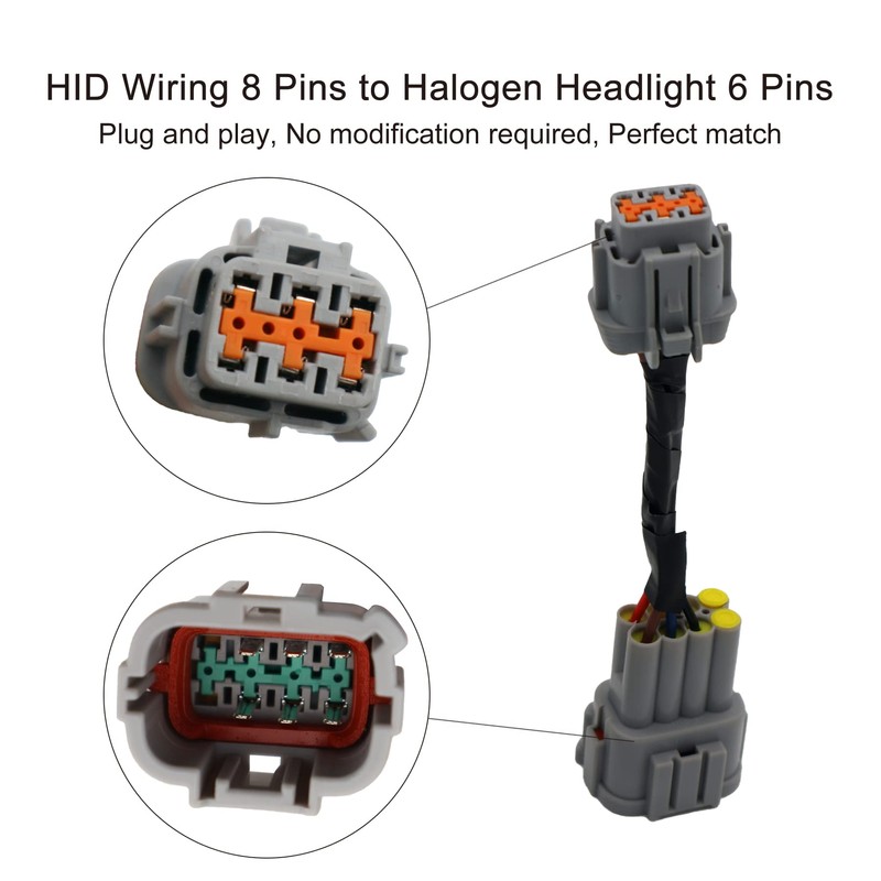 OMNDYEHA Headlight Conversion Adapter Harness 8 to 6 Pin Fits