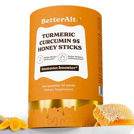 BetterAlt Curcumin95 Honey Sticks – 30-Day Immunity Support with Turmeric, Black Pepper, Ginger, Iron, Zinc, Vitamin B & C for All-Season Wellness