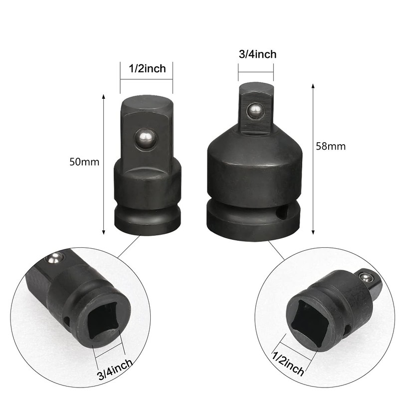 Impact Socket Adaptor Set, Socket Wrench Adapters, 6 Pcs Reducer