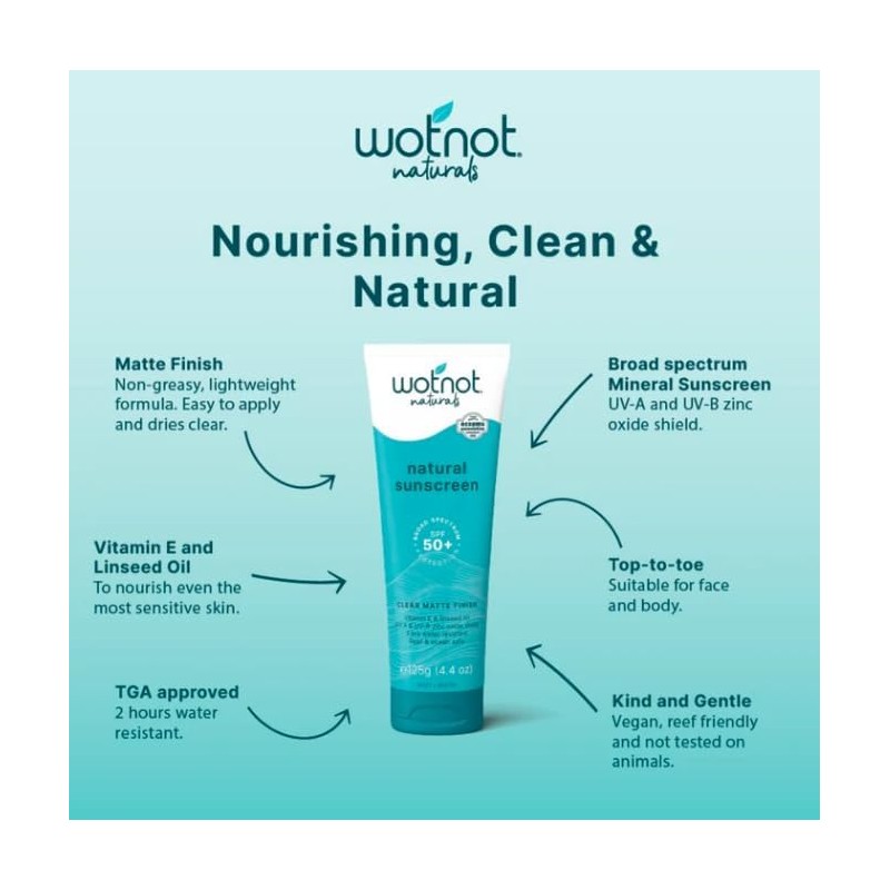 Wotnot Naturals Natural Sunscreen SPF 50+ 125g
