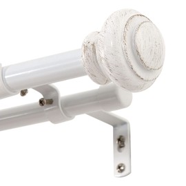 H.VERSAILTEX Elegant Window Treatment Telescoping Double Curtain Rod Set with Classic Cap, 3/4-Inch Diameter, Adjusts from 66 to 120 Inches, White