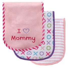 Luvable Friends Unisex Baby Cotton Burp Cloths with Fiber Filling, Pink Mom, One Size