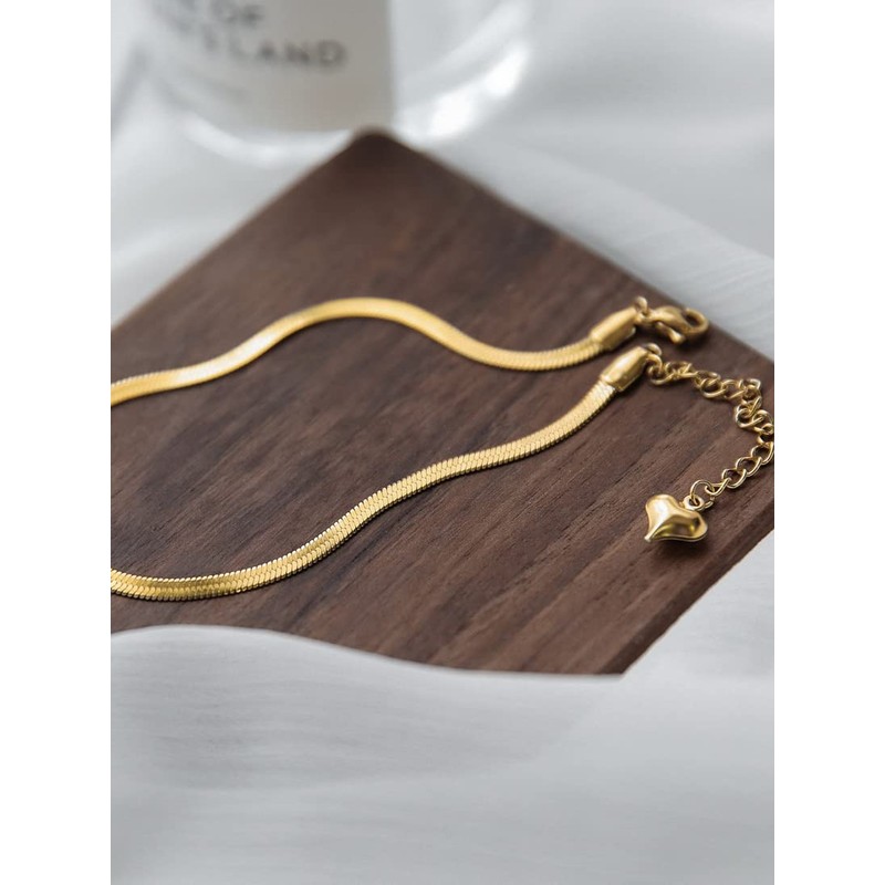 Women's Anklet, Gold, Fine, Snake Chain, Stainless Steel, Hypoallergenic, Friends,
