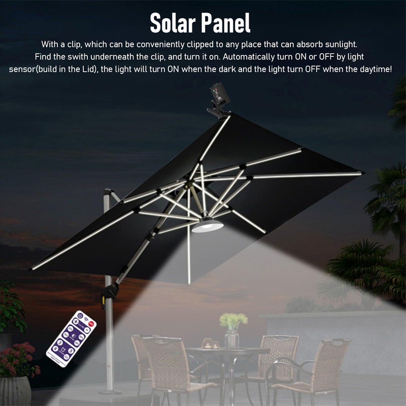 Outdoor Solar Umbrella Lights IP65 Waterproof Timed Function Brightness Adjustable
