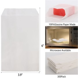 300pcs 4 x 6 inch Glassine Sleeves Bags Waxed Paper Cookies Bags for Food Handmade Soaps Individual Packaging