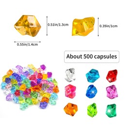 500 PCS Acrylic Gems Fake Ice Rocks, Rainbow Mix Color Fake Ice Cubes Crystals Treasure Gems for Wedding Decoration Vase Fillers Crafts DIY Photography Props