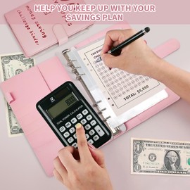 100 Envelopes Challenge Binder Money Saving Challenge with Cash Envelope Money Saving Budget Binder to Save $5,050 Money Saving Book for Saving Money & Budgeting Planner (pink)