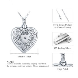 Silikepa Cremation Jewelry Urn Necklace for Ashes Skull Cross Necklace Keepsake Heart Urn Pendant Ash Holders with Sterling Silver for Memory Punk Style