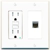 RiteAV CAT6-SHIELDED Wall Plate with GFCI Power Outlet [White]