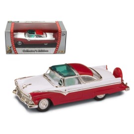 DCD 1955 Ford Crown Victoria Red and White 1/43 Diecast Model Car by Road Signature