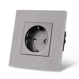 CNBINGO Schuko Flush-Mounted Socket, Single Socket, Grey, 16 Amp EU Standard Wall Socket with Marble Frame