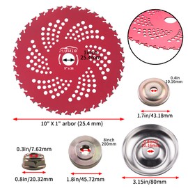PLUMIA 9" x 36 Teeth Carbide Tipped Blades with Universal Adapter Kit, for Brush Cutter, Trimmer, Weed Eater, Compatible with Husqvarna, Stihl, Ego, and More (2 Pack)