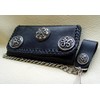 Leather Biker Wallet Circle of Skull with Chain and Belt