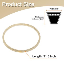 uxcell 5LK315 Cord Belt Grey, 5/8" x 31.5" Lawn and Garden Aramid V-Belt for Mower Deck