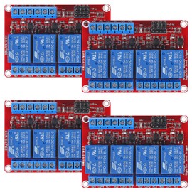 DWEII 4pack 4 Channel 24V Relay Module with Optocoupler High or Low Level Trigger Expansion red Board for Raspberry Pi Arduino