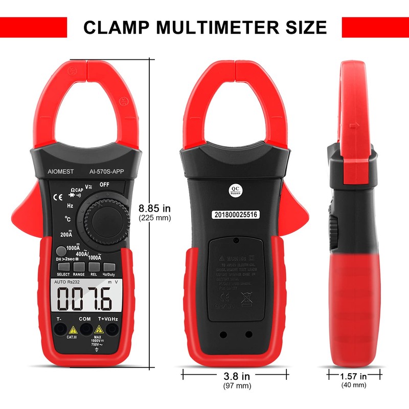 AIOMEST Clamp Meter Bluetooth Clamp Meter 570S-APP Digital Multimeter, Clamp