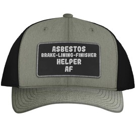 Asbestos Brake-Lining-Finisher Helper AF - Leather Black Patch Engraved Trucker Hat, Heather-Black, One Size