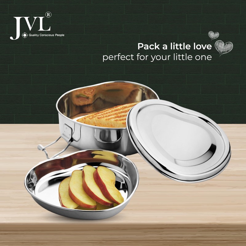 JVL Stainless Steel Single Layer Heart Lunchbox - Small