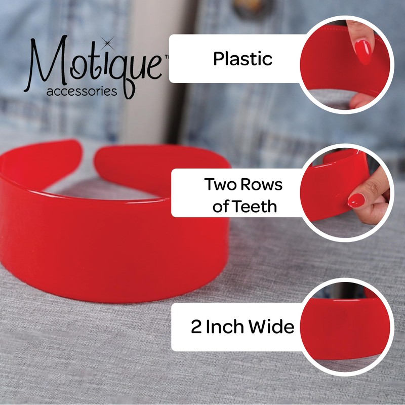 Motique Accessories Light Blue 2 Inch Hard Plastic Headband with