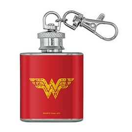 Wonder Woman Wonder Woman Icons Logo Stainless Steel 1oz Mini Flask Key Chain
