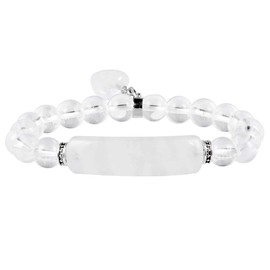 Mookaitedecor Heart Charm Stretch Bracelet for Women made of Natural Healing Crystal Stone Beads, NA
