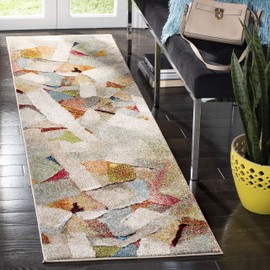 SAFAVIEH Porcello Collection Runner Rug - 2'3" x 6', Grey & Multi, Modern Abstract Design, Non-Shedding & Easy Care, Ideal for High Traffic Areas in Living Room, Bedroom (PRL6937B)