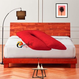 Teddy Fleece Full Body 9FT U Shaped Orthopaedic Pillowcase Cover With Zip Maternity Nursing Pregnancy Super Soft Snug Cuddles 9 Feet Pillowcase U Cover Red 75cm x 135cm Approximate