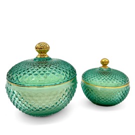 Briganti Pomegranate Bliss Scented Aromatherapy Candle, Natural Soy Wax Candles with Essential Oils in Teal Glass Candle Jars for Home Decor - 4oz Teal & Gold