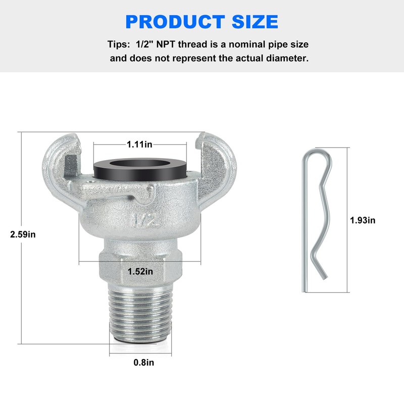 1/2 Air Hose Fitting FOR Chicago Air Fitting, 1/2 NPT