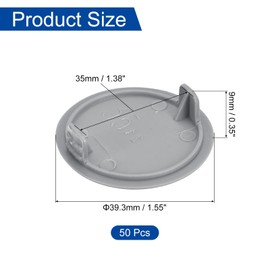 sourcing map 50Pcs Hinge Hole Covers, 35mm(1 3/8") Dia Plastic Concealed Hole Cover Round Flush Type Caps for Furniture Cabinet Cupboard, Grey