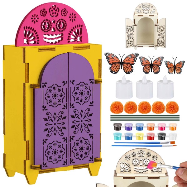 Chunful 27 Pcs Dia De Los Muertos Decorations Large Wooden