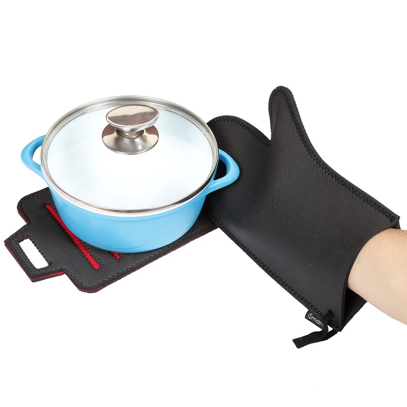 Creative Home Black Neoprene Oven Mitt Glove Insulated for Cooking