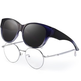 LVIOE Polarized UV400 Protection Over Glasses Sunglasses Women Men to Wear Over Prescription Eyeglasses Round Trendy LS5779