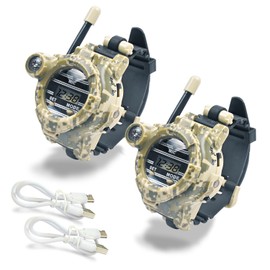 Walkie Talkie for Kids,Rechargeable Spy Walkie Talkies Watch Army Toys Gifts for Children,Two-Way Radio Walky Talky Watches with Flashlight Children Outdoor Game Interphone Toy Game(2 Pack)